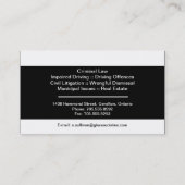 黒く及び白い法律の名刺-弁護士の弁護士 名刺 (裏面)