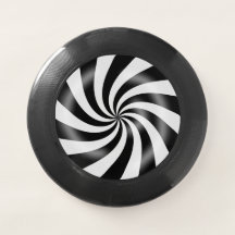 黒く及び白い渦巻のデザインは最終的なフリズビーぶつかりますO