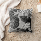 黒く及び白い灰色の植物の花のToile No.1 クッション (ブランケット)