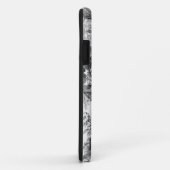 黒く及び白い灰色の調子のヴィンテージ花のToile No.3 Case-Mate iPhoneケース (裏面/右)