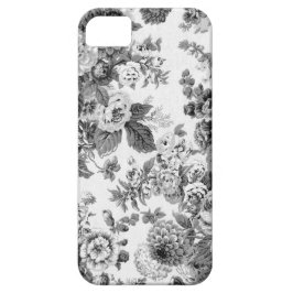 黒く及び白い灰色の調子のヴィンテージ花のToile No.3 iPhone 11 ケース