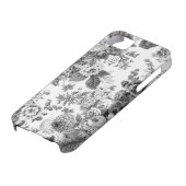 黒く及び白い灰色の調子のヴィンテージ花のToile No.3 Case-Mate iPhoneケース (下部)