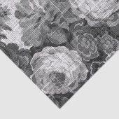 黒く及び白い灰色の調子のヴィンテージ花のToile No.5 薄葉紙 (詳細)