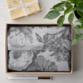 黒く及び白い灰色の調子のヴィンテージ花のToile No.5 薄葉紙 (ギフト)