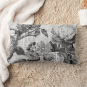 黒く及び白い灰色の調子の花のToileの生地No.5 ランバークッション (ブランケット)