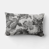 黒く及び白い灰色の調子の花のToileの生地No.5 ランバークッション (裏面)