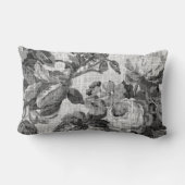 黒く及び白い灰色の調子の花のToileの生地No.5 ランバークッション (裏面)