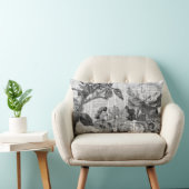 黒く及び白い灰色の調子の花のToileの生地No.5 ランバークッション (椅子)