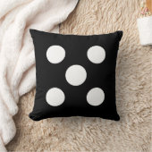 黒く及び白い点の正方形の枕 クッション (ブランケット)