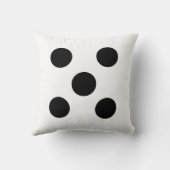 黒く及び白い点の正方形の枕 クッション (裏面)