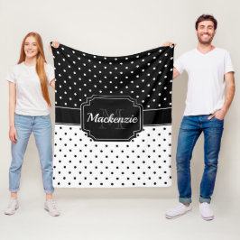 黒く及び白い点 フリースブランケット