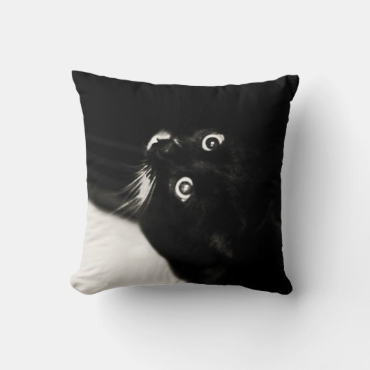 黒く及び白い猫のNoireの子ネコの芸術のクッションの枕 クッション (正面)