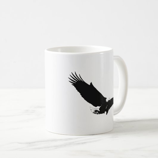 黒く及び白い着陸のワシ コーヒーマグカップ (正面右)