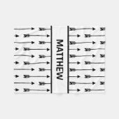 黒く及び白い種族の弓矢の男の赤ちゃんの子供部屋 フリースブランケット (正面(横))