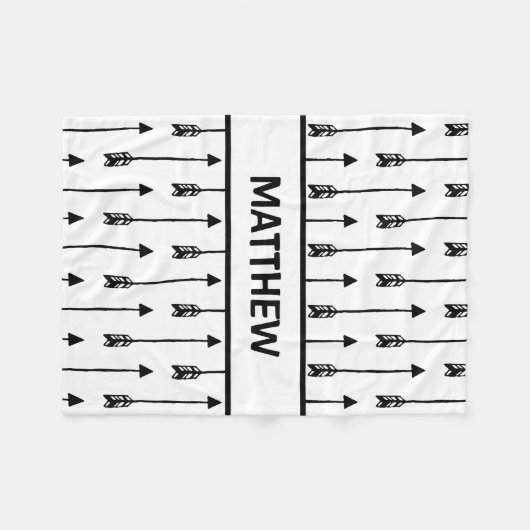 黒く及び白い種族の弓矢の男の赤ちゃんの子供部屋 フリースブランケット (正面(横))