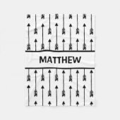 黒く及び白い種族の弓矢の男の赤ちゃんの子供部屋 フリースブランケット (正面)