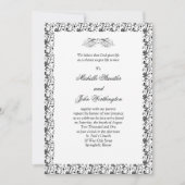 黒く及び白い結婚式招待状のテンプレート 招待状 (正面)