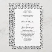 黒く及び白い結婚式招待状のテンプレート 招待状 (正面/裏面)