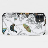 黒く及び白い背景の鳥そして蝶 Case-Mate iPhoneケース (裏面(横))