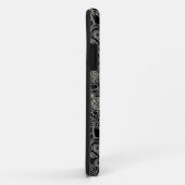 黒く及び白い花のダマスク織パターン Case-Mate iPhoneケース (裏面/右)