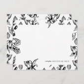 黒く及び白い花のパーソナライズな文房具 ノートカード (正面/裏面)