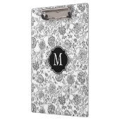 黒く及び白い花のモノグラムのクリップボード クリップボード (左)