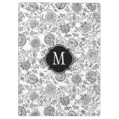 黒く及び白い花のモノグラムのクリップボード クリップボード (裏面)