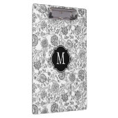 黒く及び白い花のモノグラムのクリップボード クリップボード (右)