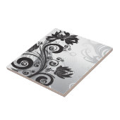 黒く及び白い花の技巧 タイル (側面)