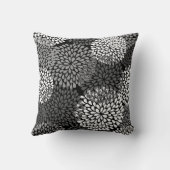 黒く及び白い花の枕-菊 クッション (裏面)