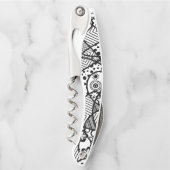 黒く及び白い落書きパターンアートな抽象芸術4 ソムリエナイフ (正面)