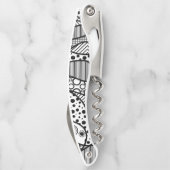 黒く及び白い落書きパターンアートな抽象芸術4 ソムリエナイフ (裏面)