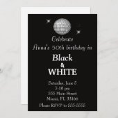 黒く及び白い誕生日のパーティの招待状 招待状 (正面/裏面)