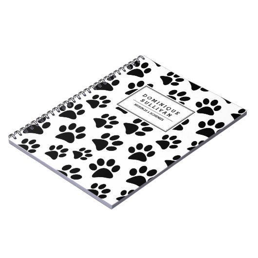 黒く及び白い足のプリントのパーソナライズなノート ノートブック (左側)
