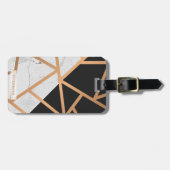 黒く及び白い金大理石のモザイク ラゲッジタグ (正面横)