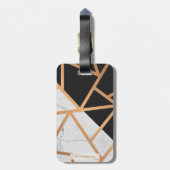 黒く及び白い金大理石のモザイク ラゲッジタグ (裏面縦)