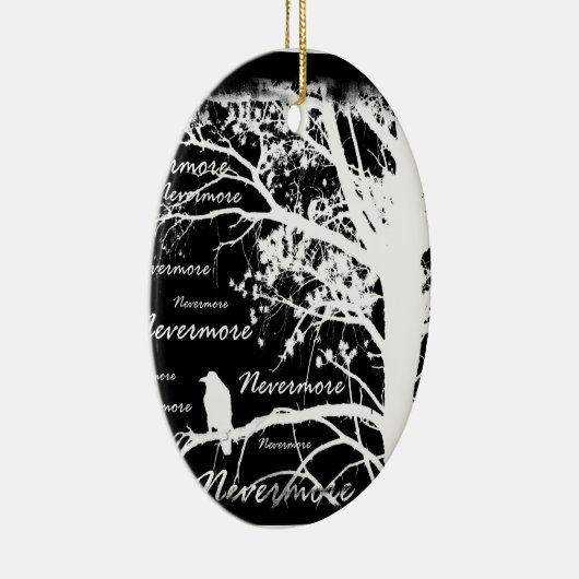 黒く及び白い陰性はNevermoreシルエットをあさり歩きます セラミックオーナメント (右)