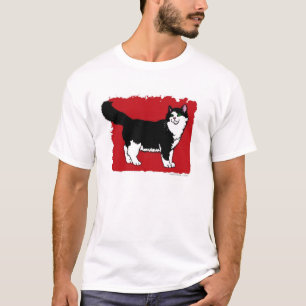黒く及び白い「タキシード」猫 Tシャツ