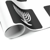 黒く及び白い（ユダヤ教）メノラーのハヌカーの包装紙 ラッピングペーパー (ロールコーナー)