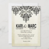 黒く及び白いGatsbyのグリッターの華麗さの結婚式 招待状 (正面)