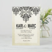 黒く及び白いGatsbyのグリッターの華麗さの結婚式 招待状 (スタンド正面)