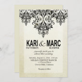 黒く及び白いGatsbyのグリッターの華麗さの結婚式 招待状 (正面/裏面)