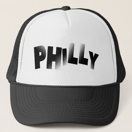 黒く及び白いPhillyのトラック運転手の帽子 キャップ (正面)