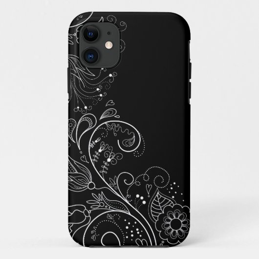 黒く及び白くお洒落な花のiPhone 5の箱 Case-Mate iPhoneケース (裏面)