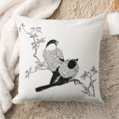 黒く及び白くかわいい屋外の枕-鳥のカップル クッション (ブランケット)