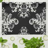 黒く及び白くエレガントな皿タオル キッチンタオル (折り畳み)