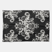 黒く及び白くエレガントな皿タオル キッチンタオル (横)