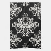 黒く及び白くエレガントな皿タオル キッチンタオル (縦)