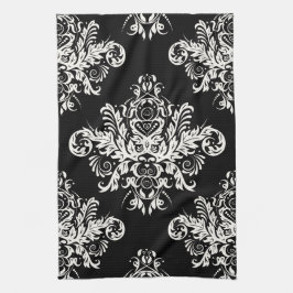 黒く及び白くエレガントな皿タオル キッチンタオル