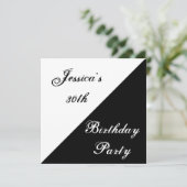 黒く及び白くエレガントな誕生会のイベント 招待状 (スタンド正面)